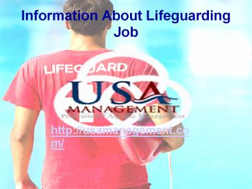 Information About Lifeguarding Job