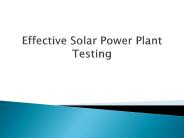 Effective Solar Power Plant Testing