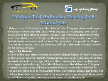Udaipur Taxi Online for Touring in & Around City