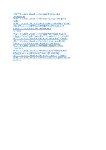 NCERT Solutions Class 8 Mathematics