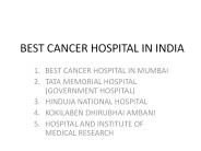 Best Cancer Hospital In India