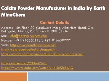 Calcite Powder Manufacturer in India by Earth MineChem