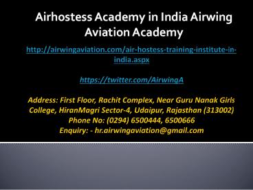 Airhostess Academy in India Airwing Aviation Academy