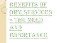 Benefits of Hiring an ORM Services