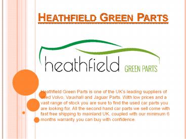 Buy Second Hand Car Parts