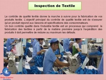 Inspection de Textile chez GIM