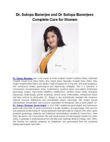 Dr. Sutopa Banerjee and Dr Sutopa Banerjees Complete Care for Women
