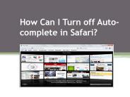 How Can I Turn off Auto-complete in Safari