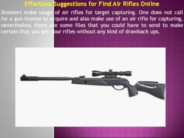 Effortless Suggestions for Find Air Rifles Online