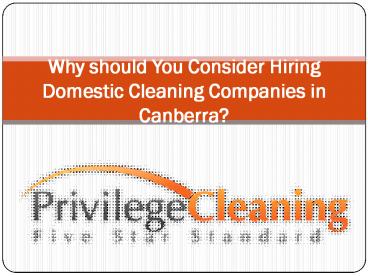 Why should You Consider Hiring Domestic Cleaning Companies in Canberra