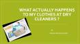 What Actually happens to my Clothes At Dry cleaners ? PowerPoint PPT Presentation