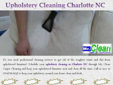 Upholstery Cleaning Charlotte NC