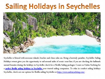 Sailing Holidays in Seychelles