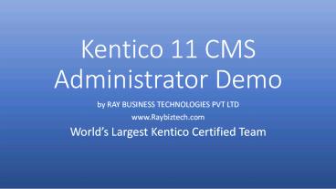 Kentico 11 AB Testing Administrator Panel Raybiztech