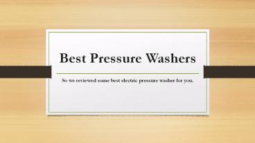 Best Pressure Washers