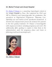 Dr. Mukta P Umarji and Umarji Hospital