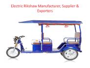 Electric Rickshaw - Manufacturers & Suppliers in India