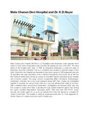 Mata Chanan Devi Hospital and Dr. K.D.Nayar