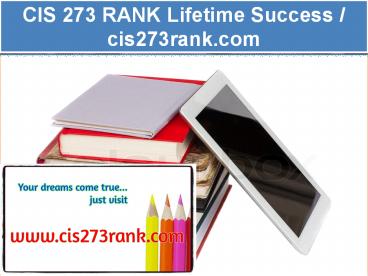 CIS 273 RANK Lifetime Success / cis273rank.com