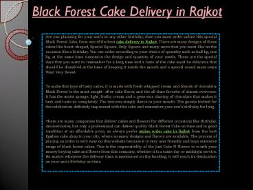 Black Forest Cake Delivery in Rajkot