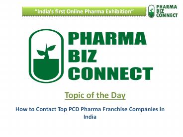 Top PCD Pharma and Pharma Franchise Companies in India - PharmaBizConnect