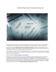 Certified Document Translation Services