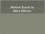 Motion Track in After Effects