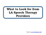 What to Look for from LA Speech Therapy Providers