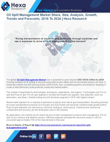 Oil Spill Management Market Overview Report, 2016 to 2024 presentation ...