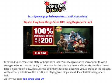 Tips to Play Free Bingo Sites UK Using Beginner's Luck