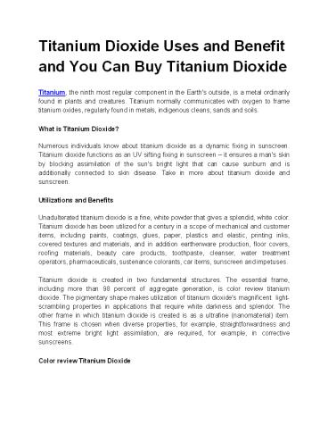 Titanium Dioxide Uses