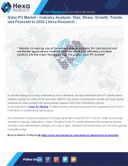 Solar PV Market Analysis, 2014 to 2020