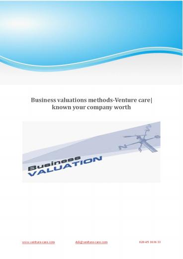 Business valuations methods-Venture care| known your company worth