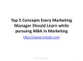 Top 5 Concepts Every Marketing Manager Should Learn while pursuing Distance learning MBA in Marketing PowerPoint PPT Presentation
