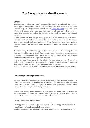 Top 5 ways to Secure Gmail account [updated-2018]