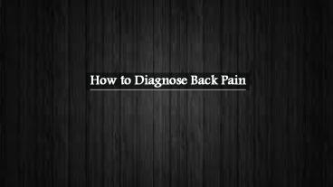 How to Diagnose Back Pain
