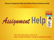 Finance Assignment Help And Online Finance Homework Help