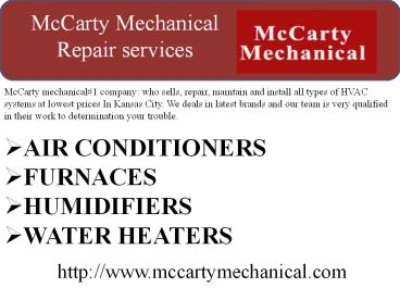 McCarty Mechanical Repair services