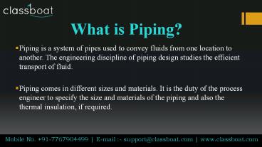 Piping Design Course in Pune presentation free to download