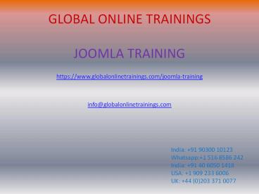 Joomla Training | Joomla Certification Training–Global Online Trainings