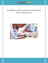 Road Map to draft a professional Business Plan –Venture Care