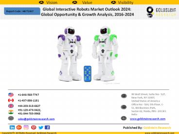 Global Interactive Robots Market Outlook 2024:  Global Opportunity & Growth Analysis, 2016-2024