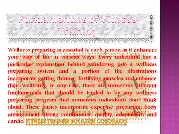 Fundamentals of Fitness Training (1)