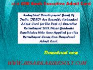 2018 IDBI Bank Executive Admit Card