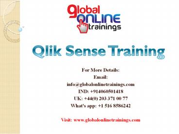 Qlik Sense training | Qlik Sense Server Hub online training from India
