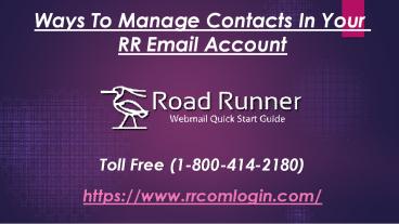 Ways To Manage Contacts In Your RR Email Account