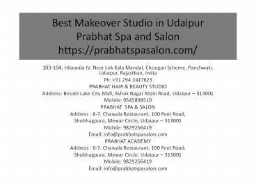 Best Makeover Studio in Udaipur Prabhat Spa and Salon