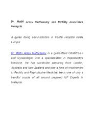Dr. Mathi Arasu Muthusamy and Fertility Associates Malaysia