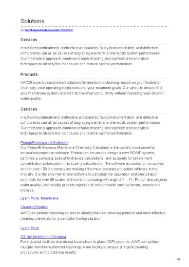 Ro chemical services by American Water Chemicals