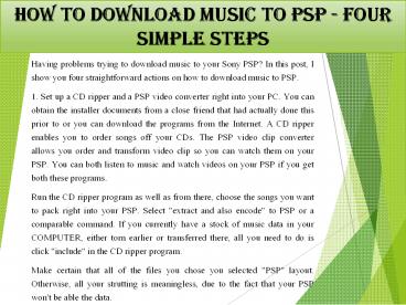 How to Download Music to PSP - Four Simple Steps